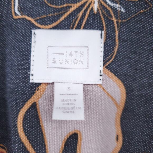 Retro 70s Modern Hippie Floral Earth Tone Notch Lapel Trapeze Jacket Roll Cuff S - Picture 8 of 14